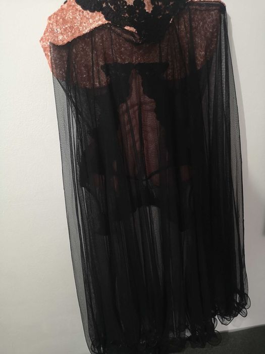 Rochie lunga cu paiete și dantele Chanttal