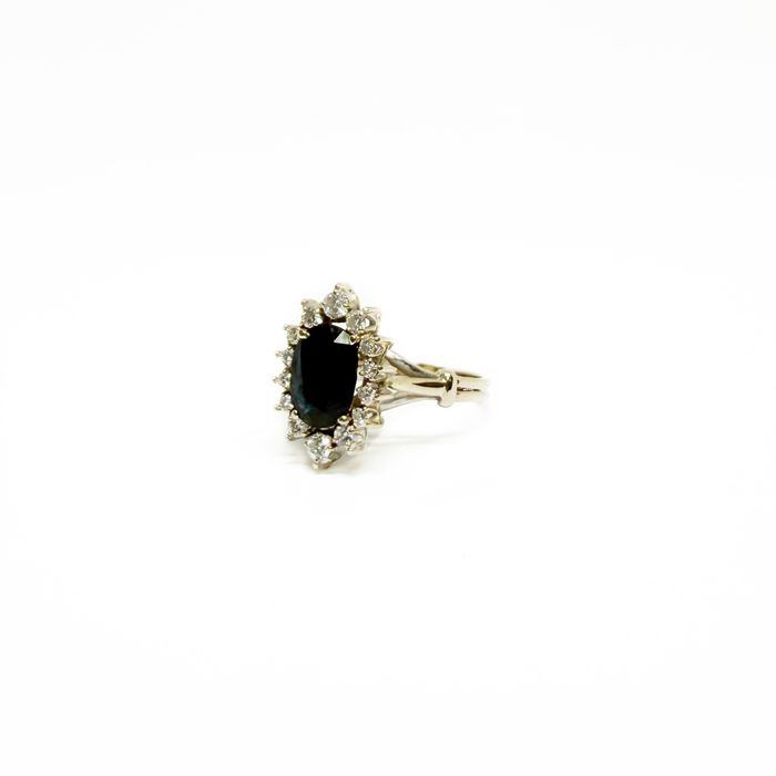Inel din aur 18k cu safir si diamante naturale