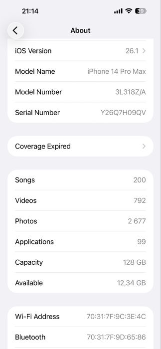 Iphone 14 Pro Max 128GB Deep Purple