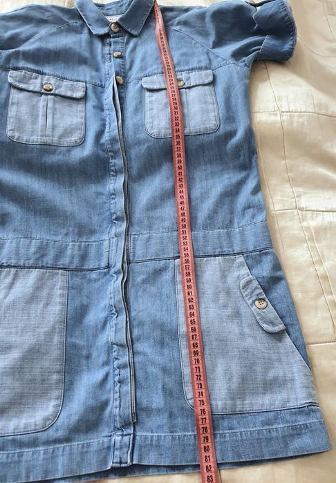 MIH Jeans rochie cămașă denim damă 100% bumbac XS S safari utility albastră nouă salopeta femei