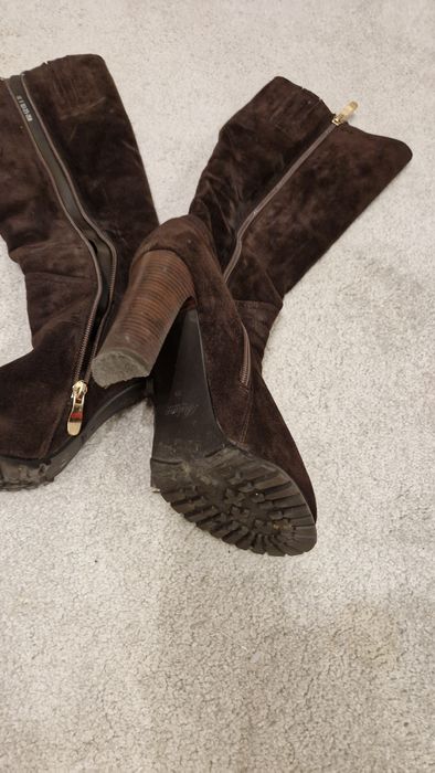 Cizme din piele intoarsa maro