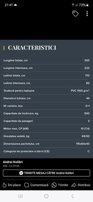Vînd barca kolibri dxl