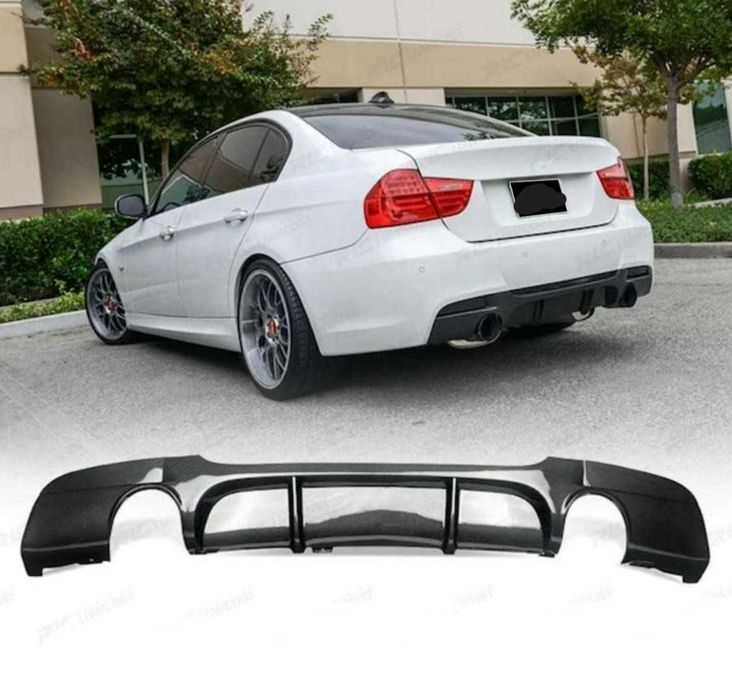 Оребрен дифузьор за бмв е90 е91 / добавка за задна броня м тех / bmw e90 e91 diffuser
