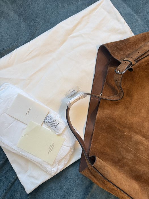 Vand geanta TOTEME , piele intoarsa maro camel