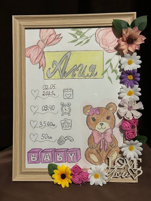 Ръчно рисувани бебешки визитки /персонализирани детски картини