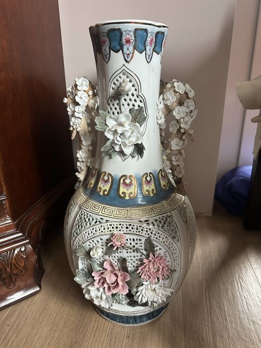 Vaza vintage chinezeasca, lucrata manual 58cm