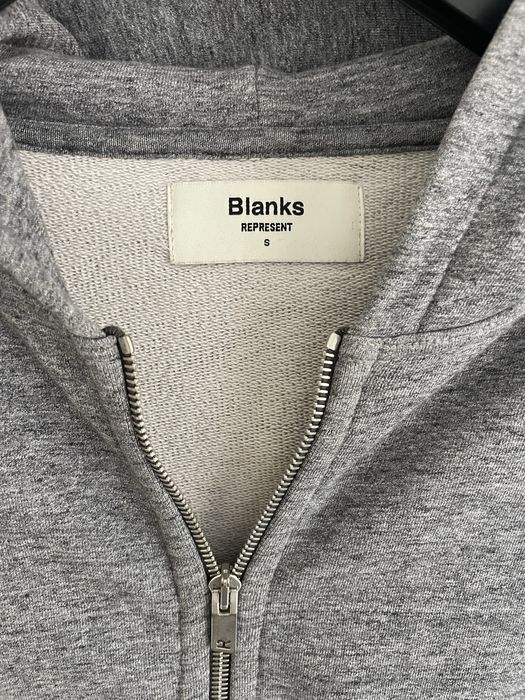 Represent Blank Zip Hoodie in Grey Melange size S