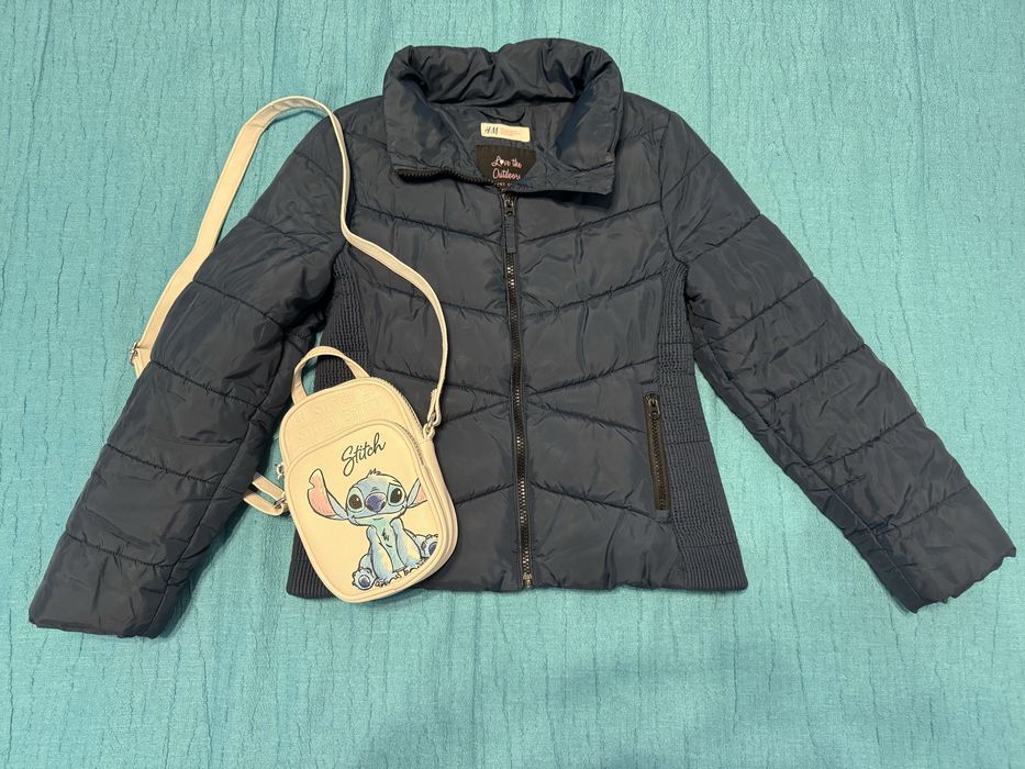 Детско яке HM в тъмно синьо, за момиче  10-11гадини, 146см