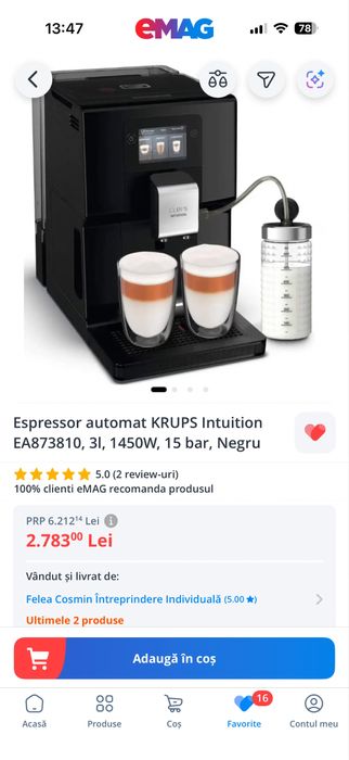 Espressor automat KRUPS Intuition EA873810
