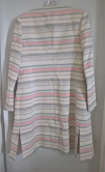 Jacketa lunga Tommy Hilfiger Striped Ivory Multi, marimea XS (US 2)