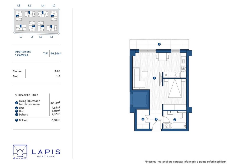 Lapis Residence - Apartament 1 C +zona de dormit, ansamblu premium