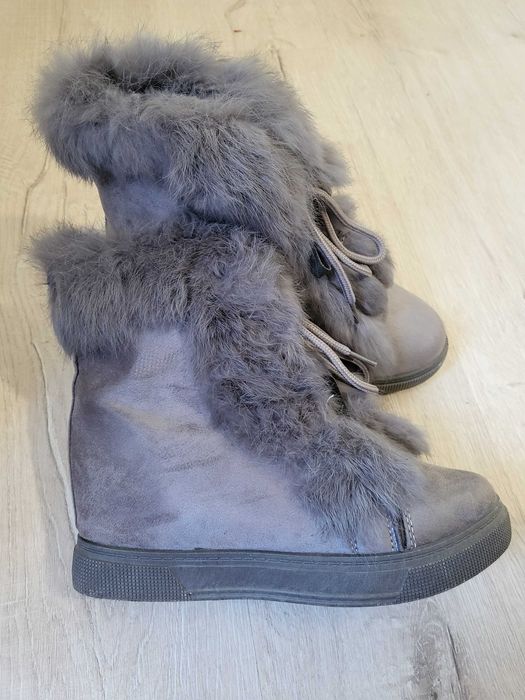 Сиви боти естествен пух