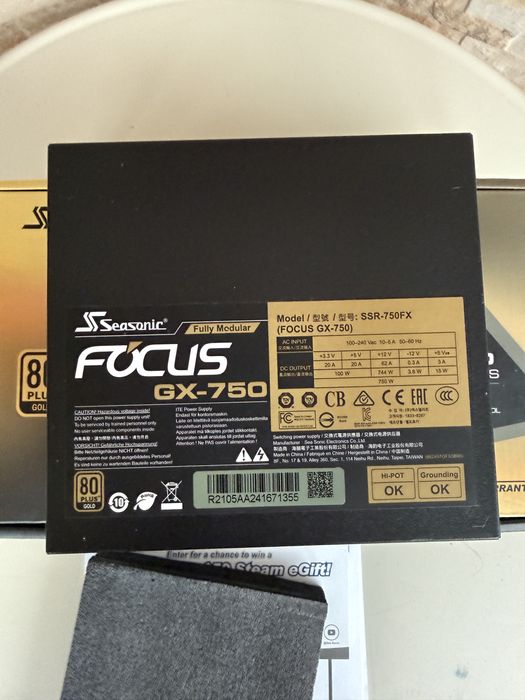 Захранване Seasonic Focus GX-750 750W 80 PLUS Gold PSU