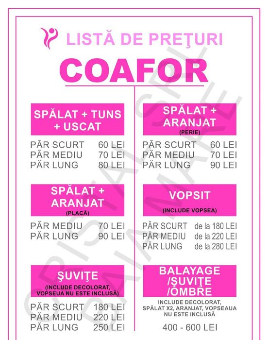 Coafeza,servicii de înfrumusețare