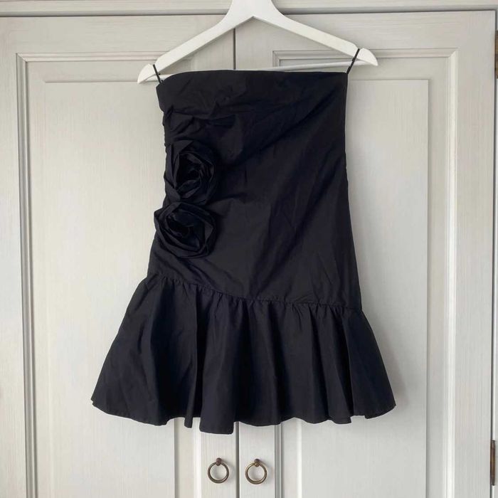 Нова памучна мини рокля с релефни рози Zara, S