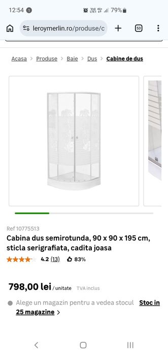 Vand cabina dus 90x90