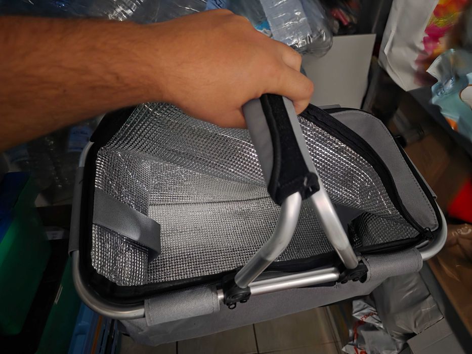 Coș de cumpărături / picnic pliabil cu cadru din aluminiu, nou, nefolosit