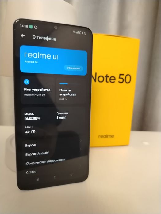 Realme note 50. с коробкой.