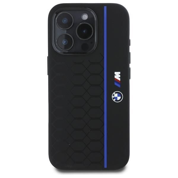 Bmw - калъф hardcase silicone hexagon blue line magsafe за iphone 16 p