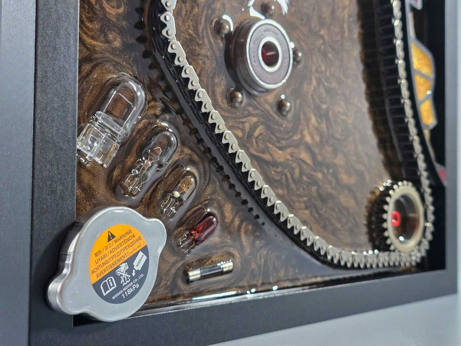 3D картина с части от двигател в епоксидна смола