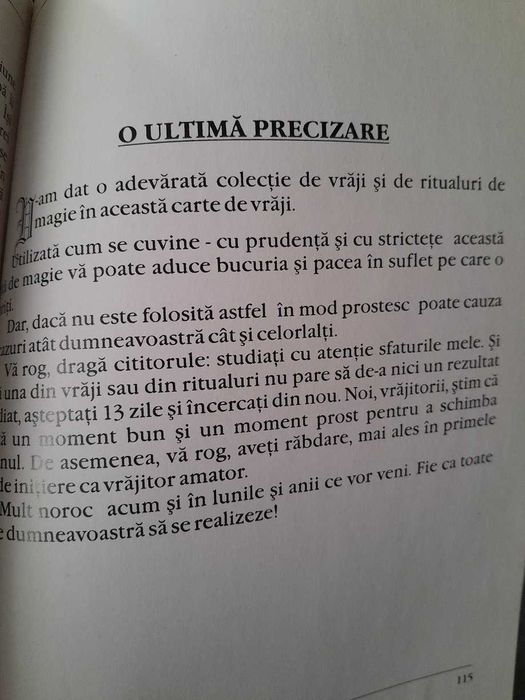 RARA,CARTE DE VRAJI,Puterile magice ale vrajitoriei,ritualuri,descante