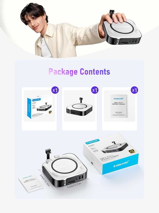 Докинг станция Lemorele за Mac mini M4 - HDMI 2.0 и DisplayPort 1.4