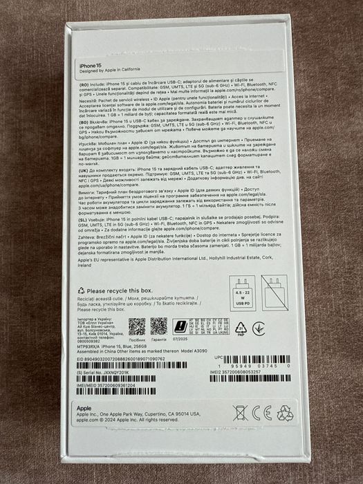 iPhone 15 Blue 256GB NOU