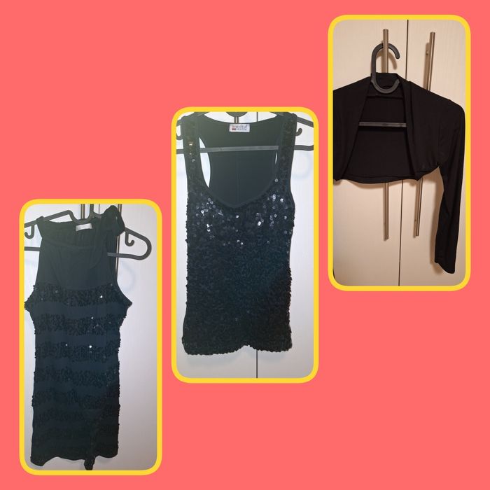 Рокля и топ с пайети +подарък ръкави  Обща цена 20лв