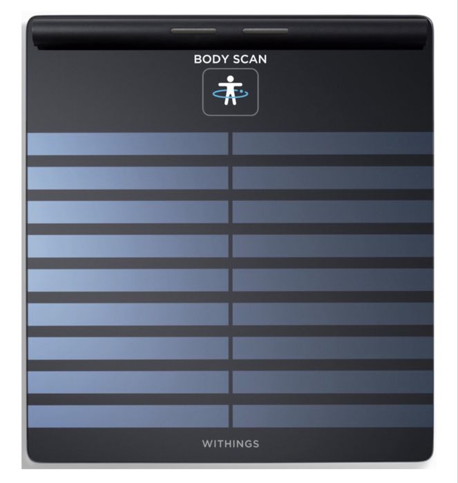 Cantar inteligent Withings Body Scan, Tehnologie Position Control, Baterie li-ion reincarcabila, 4 senzori de greutate, Negru