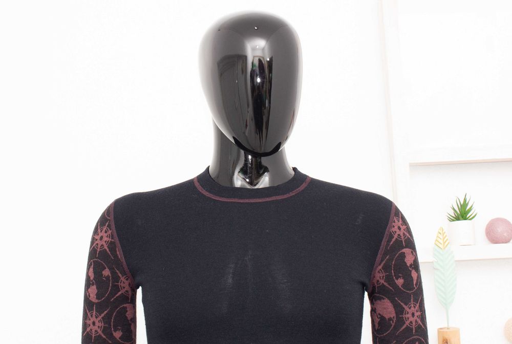 Janus мъжка блуза от мериносна вълна дълъг ръкав термо бельо черна S