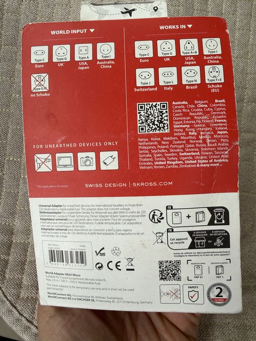 Adaptor de calatorie Skross Europa, Asia, America, Africa