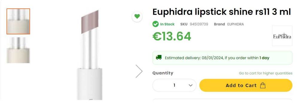 Червило  марка EuPhidra,  Италия.  цят червен, НОВО