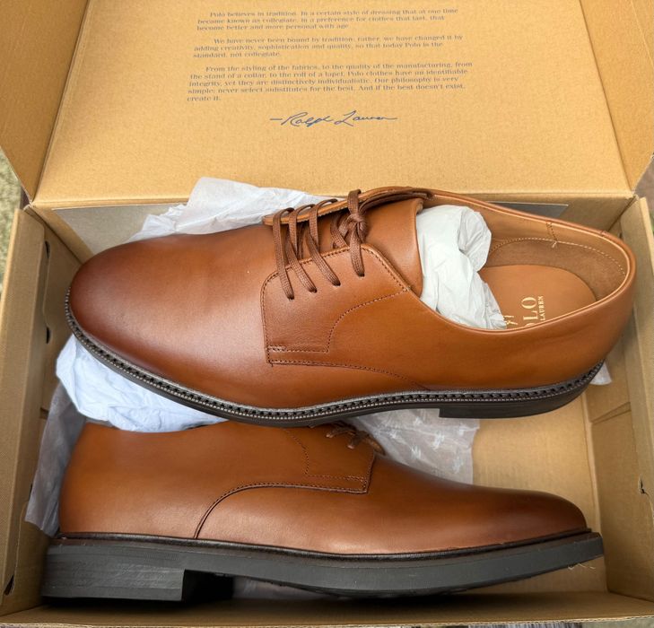 Pantofi Ralph Lauren din piele naturala maro Tan marimea 45 EU Originali SUA