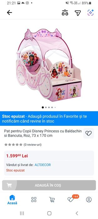 Vând pat Disney princess