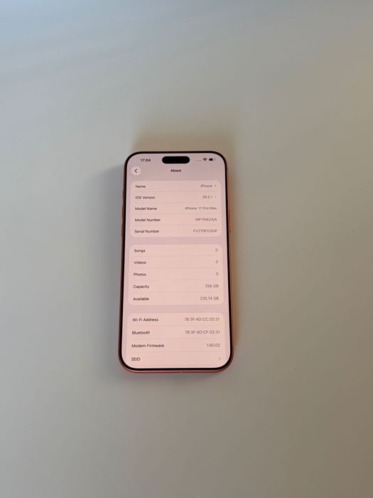 iPhone 17 Pro Max 256 GB Orange |  Гаранция | Перфектен