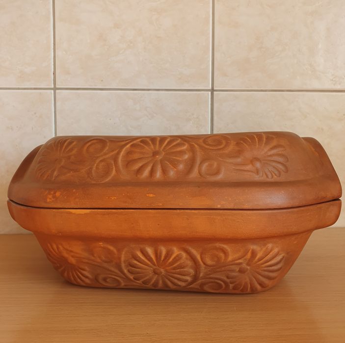 Oală de lut cu capac pentru cuptor