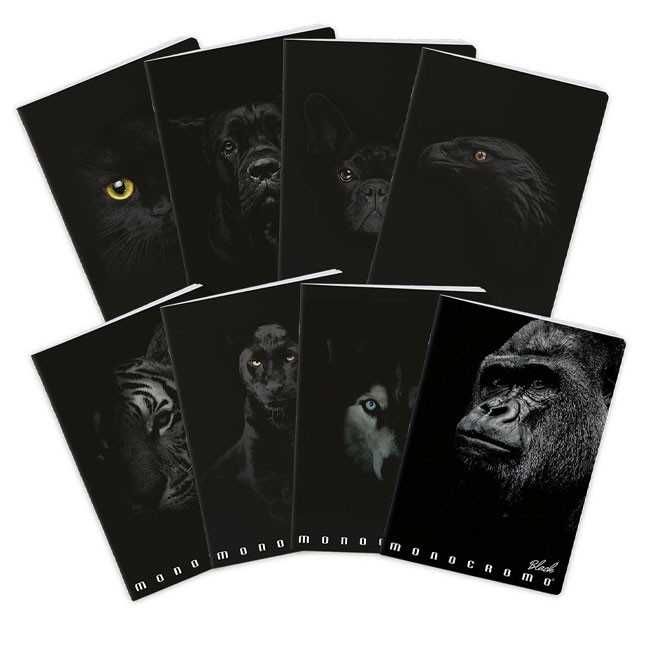 Комплект от 4 тетрадки Pigna Monocromo Black. А4