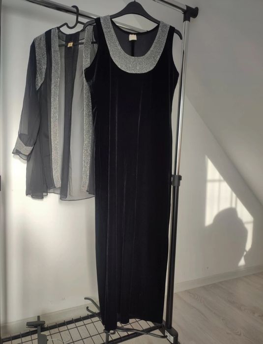 Rochie lunga de catifea cu blazer