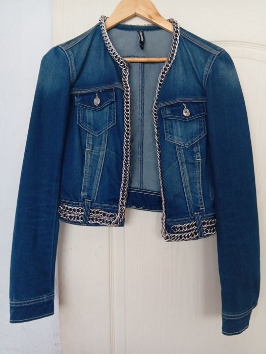 Geacă denim cu lanțuri