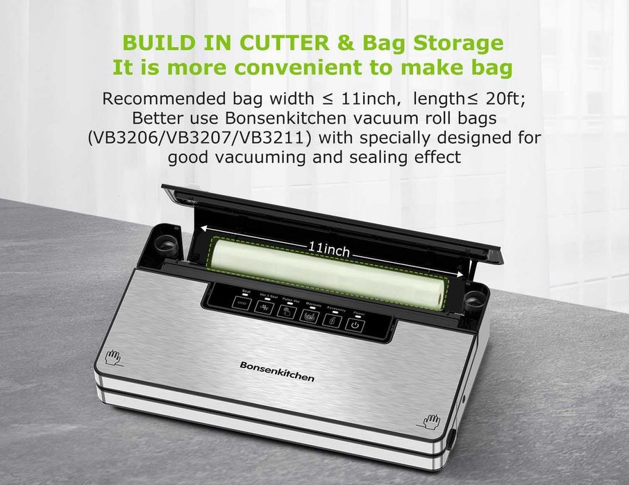 Aparat Vidat Bonsenkitchen 5 Moduri Cutter Inclus Vacuum Sealer 8L/min