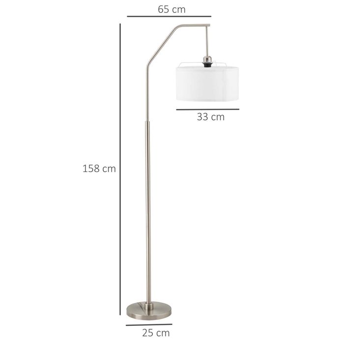 Lampă de podea modernă din oțel cu abajur din material textil, 65x33x158cm – Alb , HOMCOM