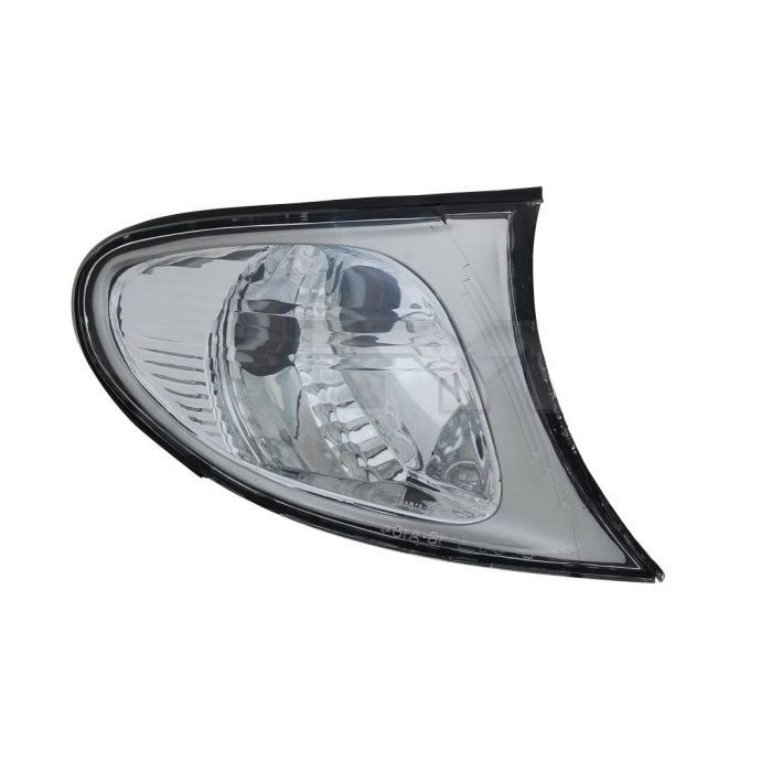 Lampa semnalizare BMW Seria 3 (E46) Sedan/Combi 10.2001-06.2005; fata stanga/dreapta, ECE, geam alb, cu rama cromata, fara suport becuri, 180163152, 180164152, 63136914199, 631369141991, 63136914200, 63136915375, 63137165851, 63137165853, 6915377, 7165853
