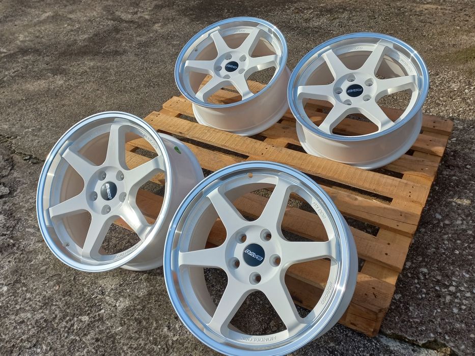 17" 5х114.3 Rays T37 Diamond Lip White Volk Racing 7.5j et 35 Чисто Нови