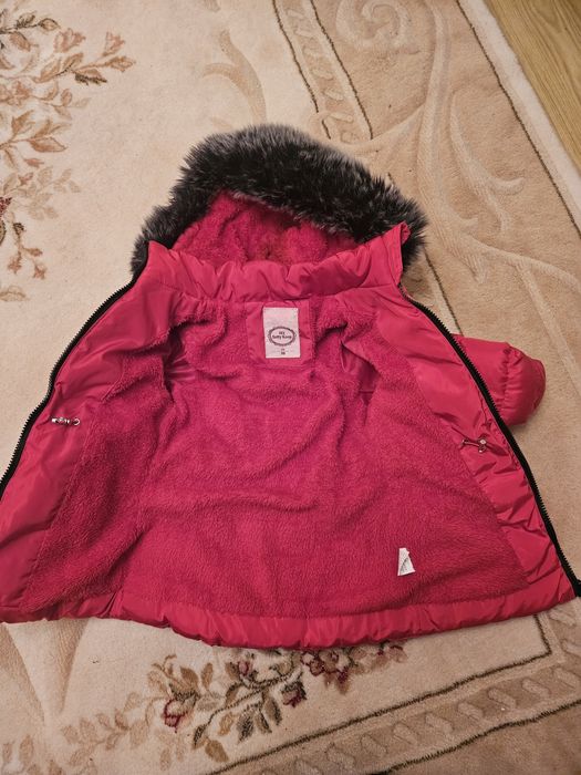 Geaca iarna cu manusi  groasa imblanita fette fetite ca noua 98 3 ani
