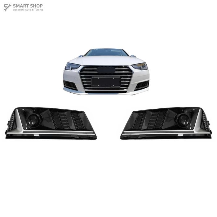 Grile Laterale Audi A4 B9 Sedan Avant (2016-2018) RS4 Design Silver Ed
