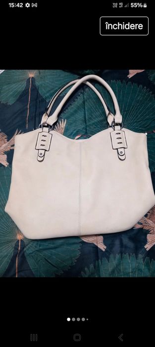 Geanta umar bej+ 1 alba piele