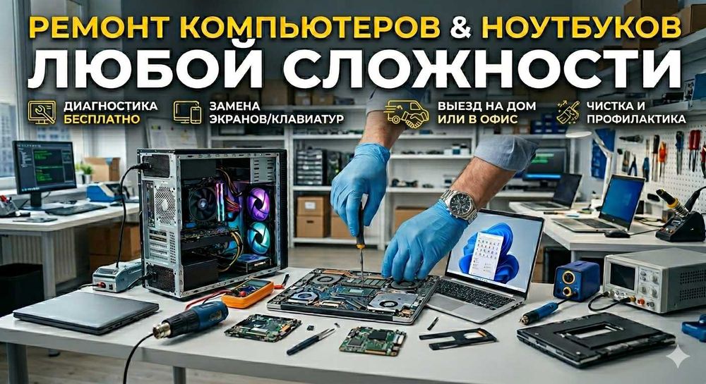 Компьютерный мастер Ремонт компьютеров/ноутбуков.Выезд на дом и в офис