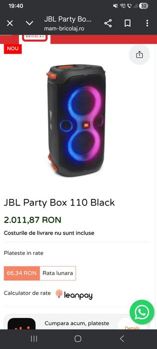 Boxa JBL 110 PARTYBOX 160W