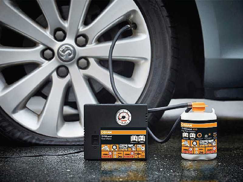 НОВИ! Компресор и TYREseal KIT упътнител за спукани гуми Osram OTSK4