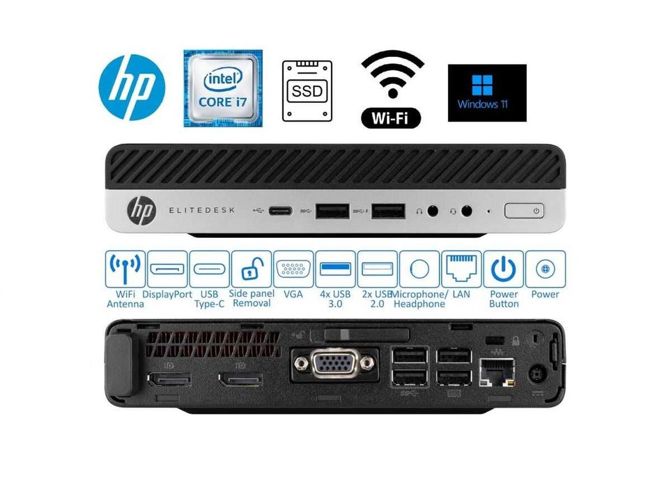 PC USFF HP ELITEDESK 800 G3 Intel Core I5-7400 8GB Ddr4 SSD 120 GB